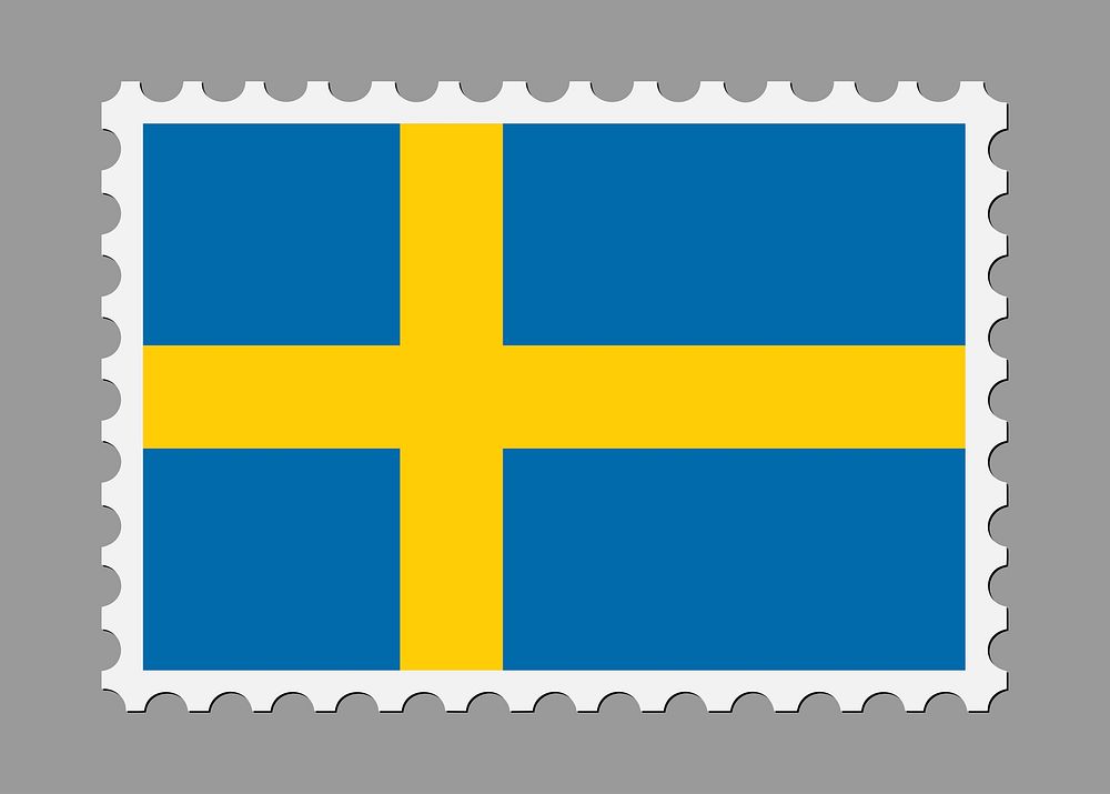 Swedish flag stamp illustration psd. Free public domain CC0 image.