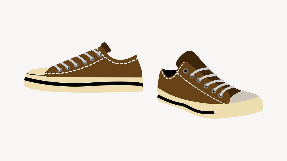Brown canvas sneakers illustration. Free public domain CC0 image.