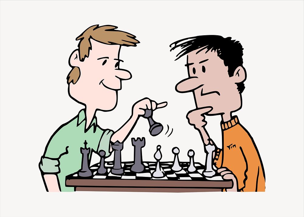 Playing chess clipart illustration vector. Free public domain CC0 image.