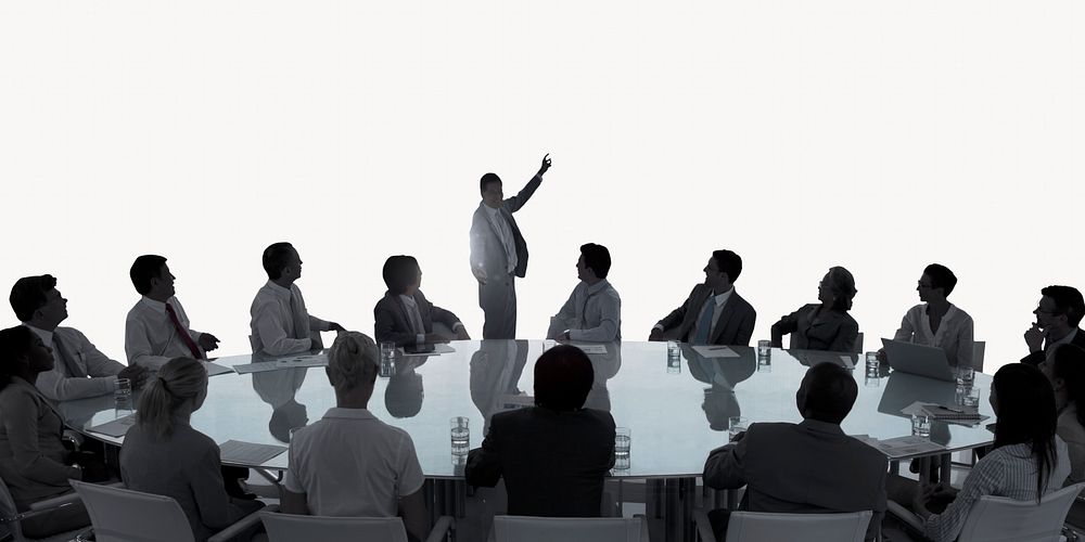 Business board meeting, white background