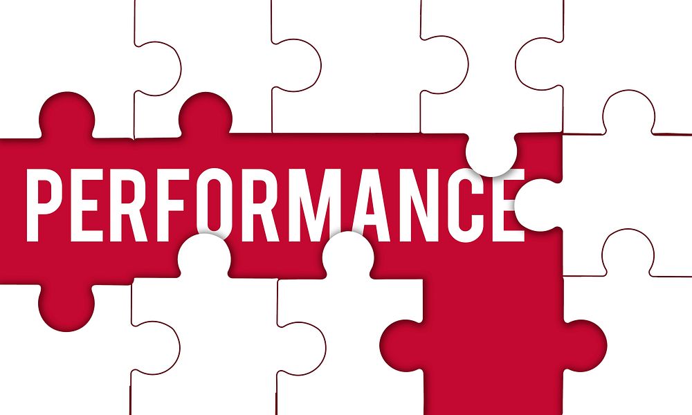Performance word puzzle pieces graphic