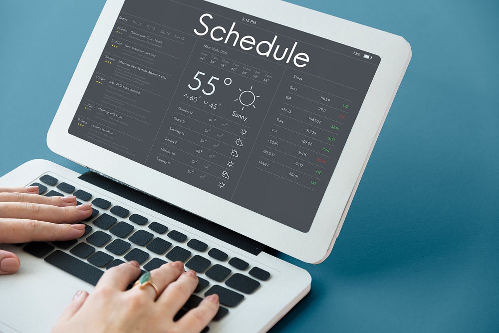 Graphic of personal organizer appointment schedule on laptop