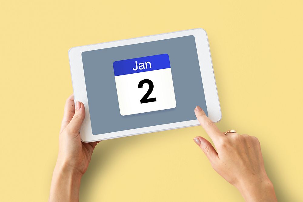 Illustration of calendar schedule planning on digital tablet