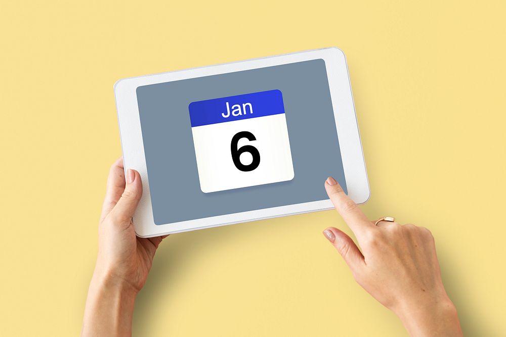 Illustration of calendar schedule planning on digital tablet