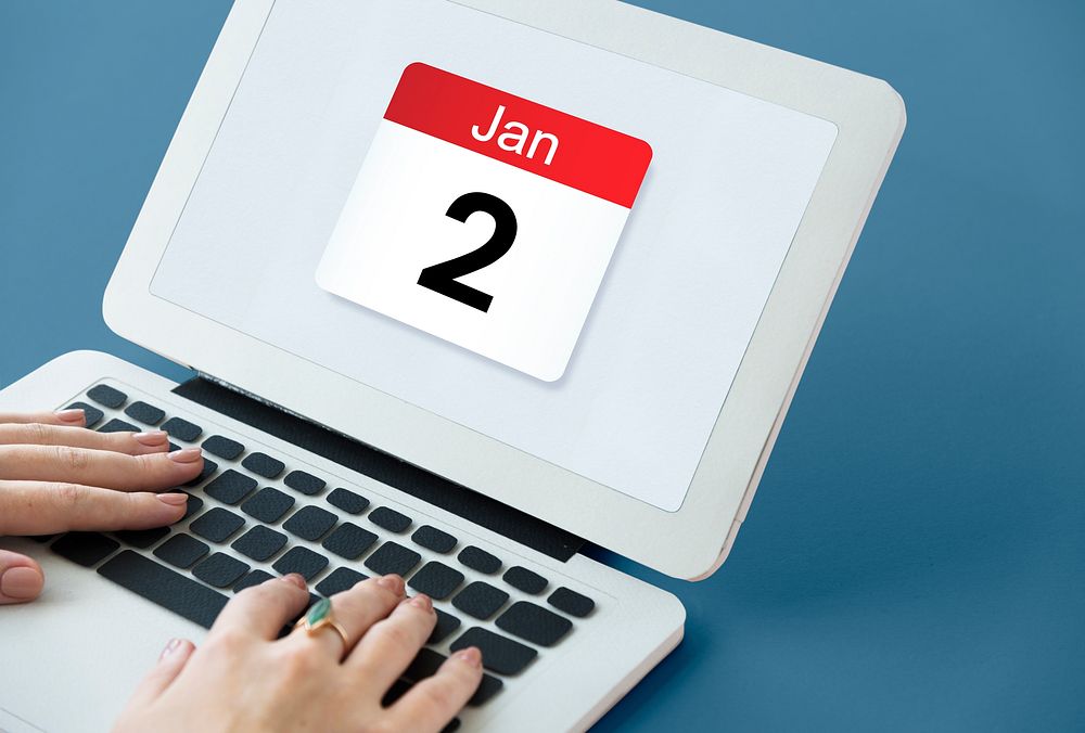 Illustration of calendar schedule planning on laptop