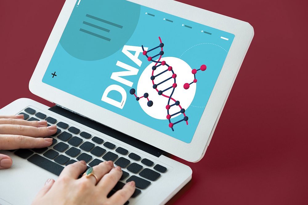 Dna strand genetics science graphic on a screen