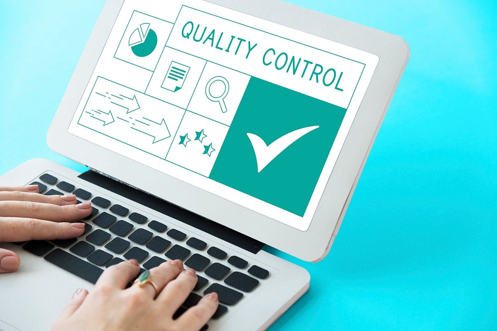 Illustration of quality product warranty assurance on laptop