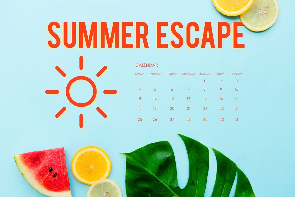 Summer Calendar Schedule Fun Happiness Free Photo rawpixel