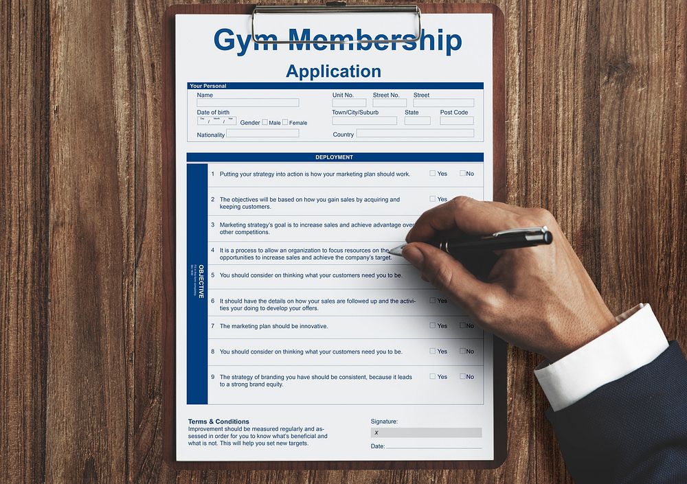 Gym Membership Application Form Request Concept