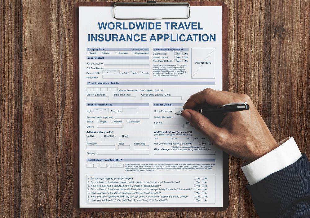 Worldwide Travel Insurance Application Form Concept