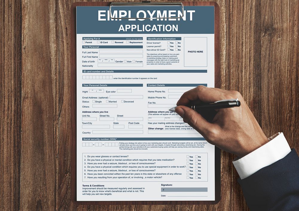 Employment Application Agreement Form Concept