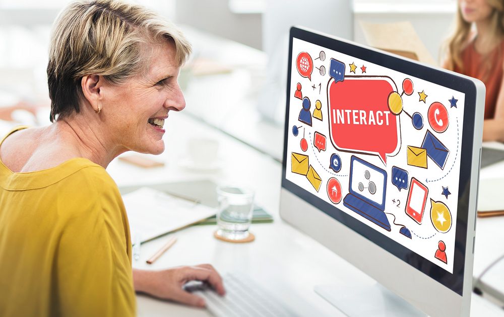Interact Communicate Connect Social Media Social Networking Concept