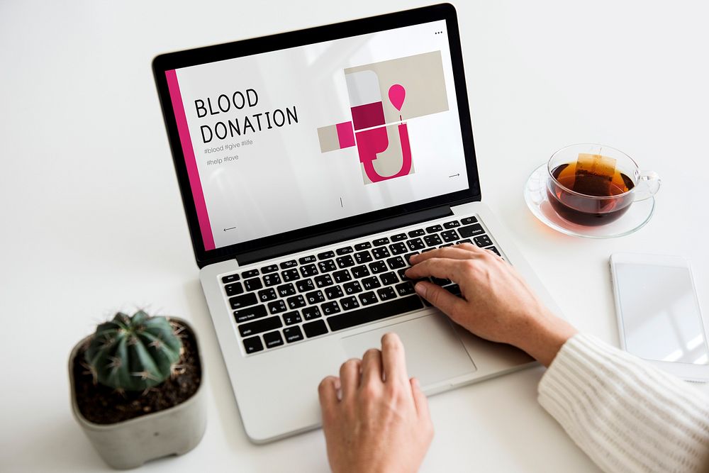 Illustration of blood donation campaign on laptop