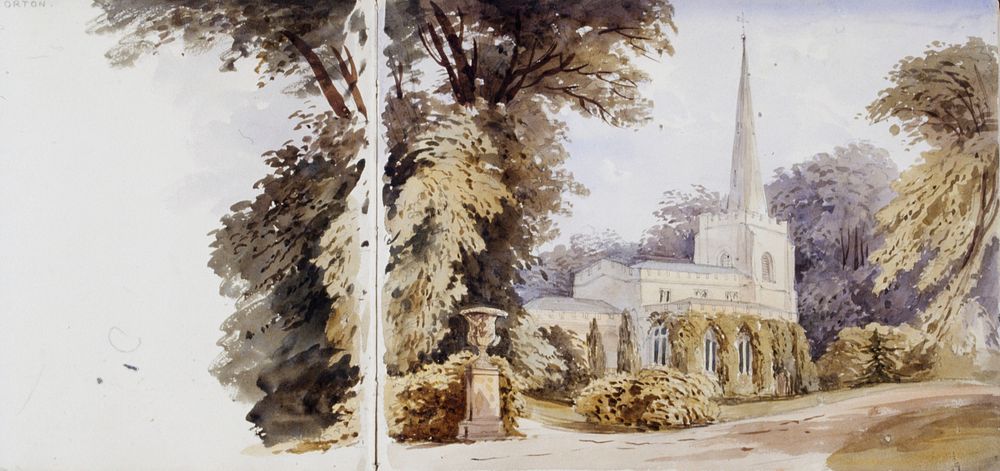 Sketchbook, 1834 (?) containing 31 pencil drawings and watercolors of Derbyshire and Sussex attributed to Turner, and…