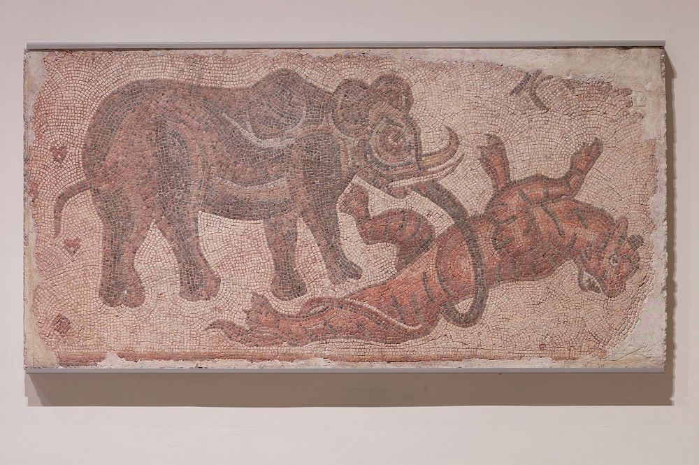 Elephant Attacking a Feline during late 4th-mid 5th century. Original from The Minneapolis Institute of Art.