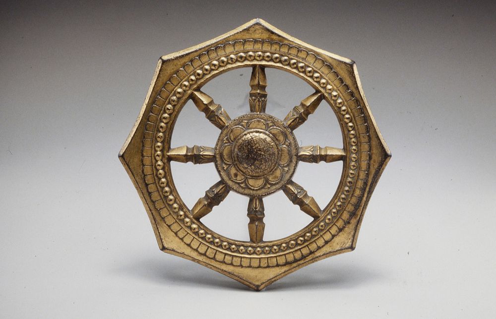Wheel of the Law, Buddhist (shingon sect.) gilded bronze. Original from the Minneapolis Institute of Art.