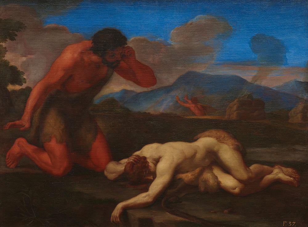 Religious Old Testament Adam Discovering the Body of Abel. Original from the Minneapolis Institute of Art.