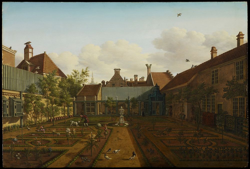 One of a pair; see 73.11.2; long view, has man with dog. Original from the Minneapolis Institute of Art.