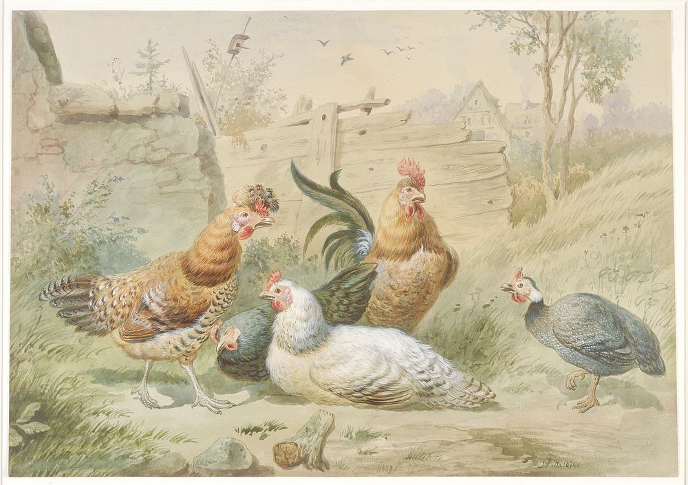 Rooster and Hens. Original from the Minneapolis Institute of Art.