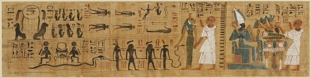 Third Intermediate Period. Fragment of the funerary papyrus of the Priest of Amon, Jekhonsefonkh: There are two scenes, both…