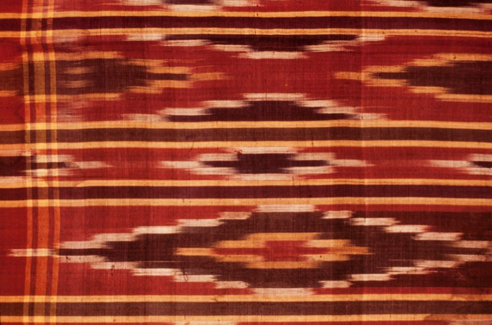 Woven silk panel of ikat design; use uncertain. Original from the Minneapolis Institute of Art.