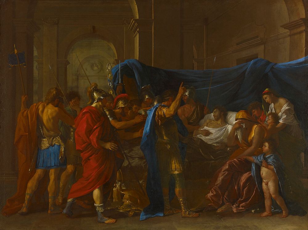 Historical. Death of Germanicus Caesar; he is lying on his death-bed with his wife Agrippina grieving at his bedside..…