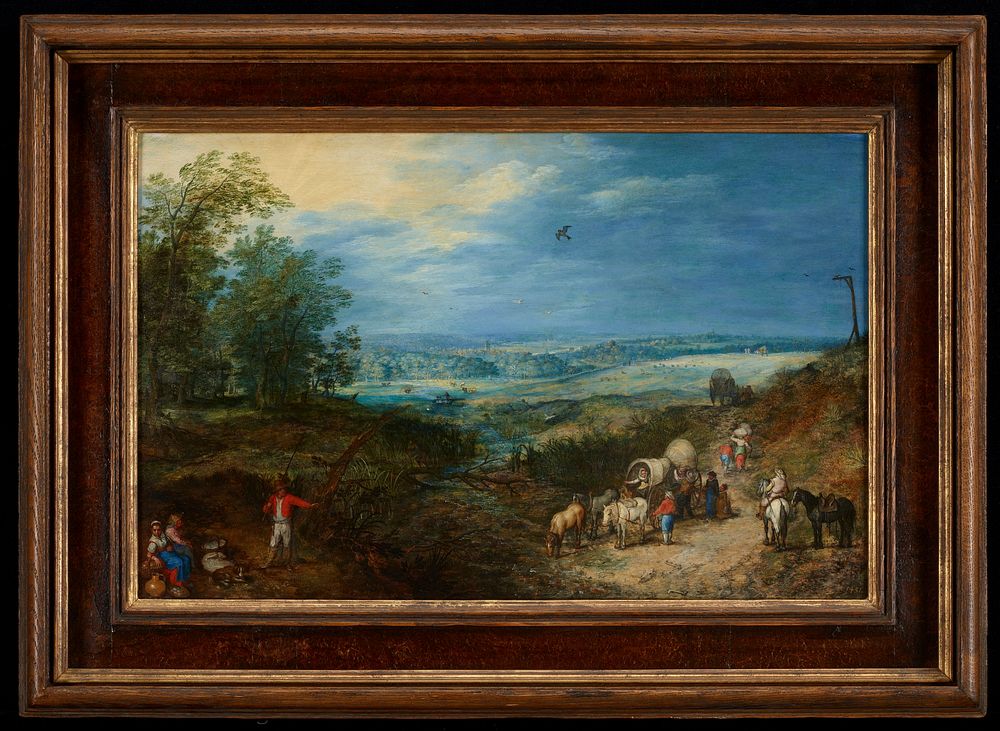 Landscape panorama with figures.. Original from the Minneapolis Institute of Art.