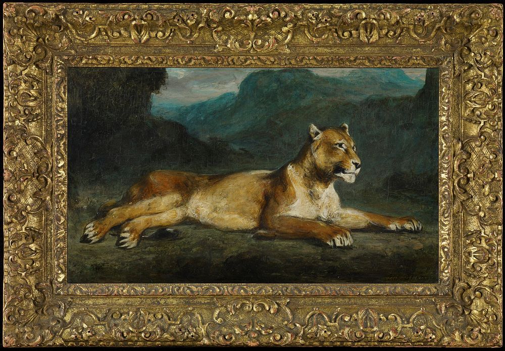 Lion lioness reclining. Original from the Minneapolis Institute of Art.
