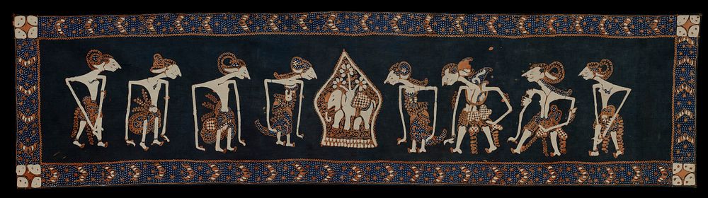 panel with puppet show figures, cotton, batik designs in brown, blue and white. Original from the Minneapolis Institute of…