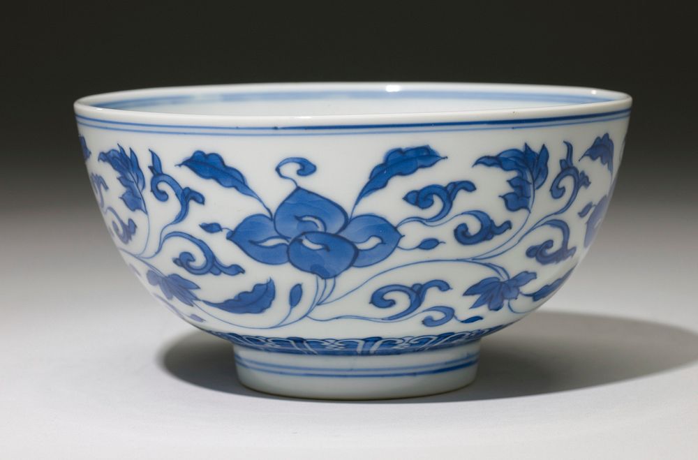 pair of bowls, porcelain, Ching Dynasty, K'ang Hsi Period, underglaze blue and white ware.. Original from the Minneapolis…