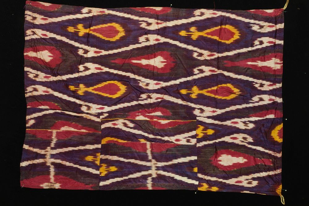 panel, silk, lined with cotton, ikat dyed.. Original from the Minneapolis Institute of Art.