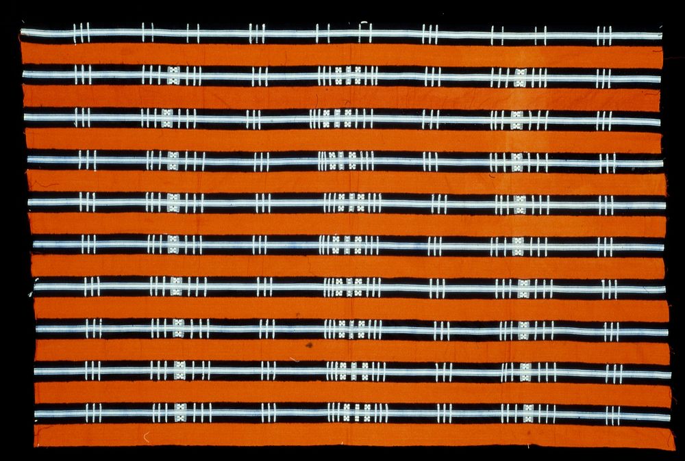 panel, striped strip cloth, black and orange; cotton. Original from the Minneapolis Institute of Art.