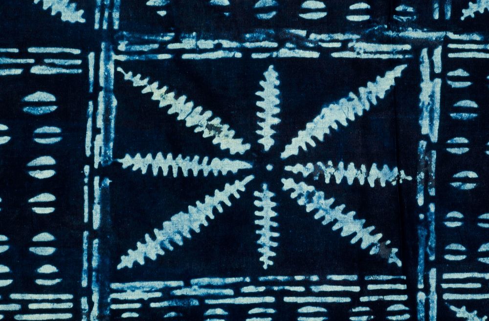 indigo block-resist patterning on sheeting cloth.. Original from the Minneapolis Institute of Art.