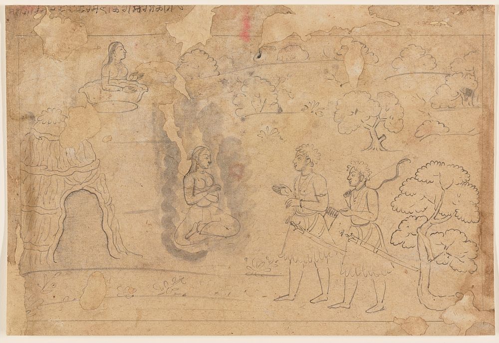 Rama and Lakshmana Visit Sita or Suparanakha. Original from the Minneapolis Institute of Art.