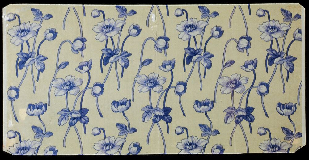 blue flower motif repeated on an ivory background. Original from the Minneapolis Institute of Art.