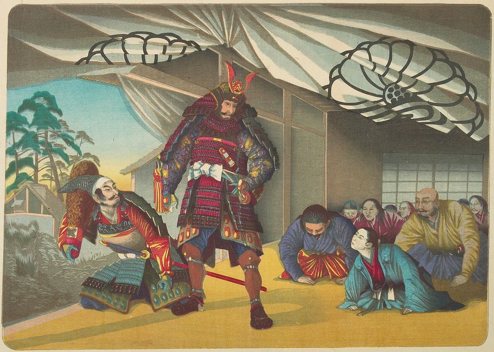 Samurai with subjects in interior. Original from the Minneapolis Institute of Art.
