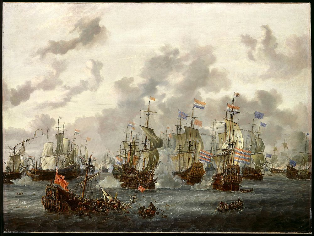 Dutch and English battle at sea. Original from the Minneapolis Institute of Art.