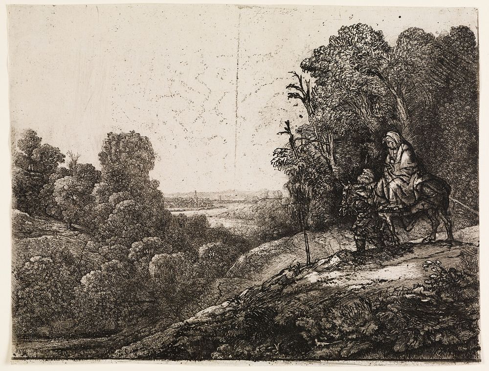 The Flight into Egypt (altered from Tobias and the Angel by Hercules Segers). Original from the Minneapolis Institute of Art.