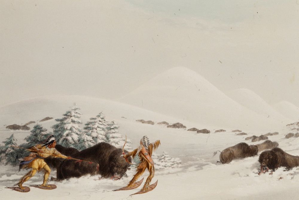 Buffalo Hunt, On Snow Shoes. Original from the Minneapolis Institute of Art.