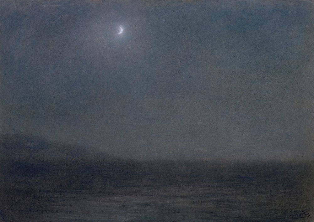 Night Landscape with Sky and Crescent Moon. Original from the Minneapolis Institute of Art.