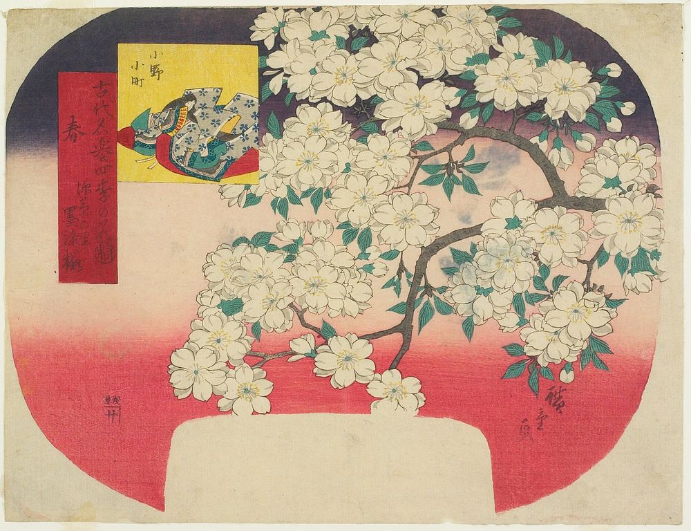 Ono no Komachi and Ink Color Cherry Blossoms, Spring. Original from the Minneapolis Institute of Art.