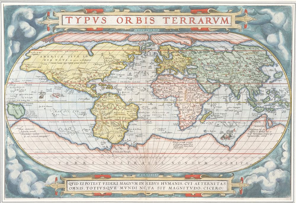 Map of the World, from "Theatrum Orbis Terrarum" (Theater of the Whole World), Antwerp. Original from the Minneapolis…