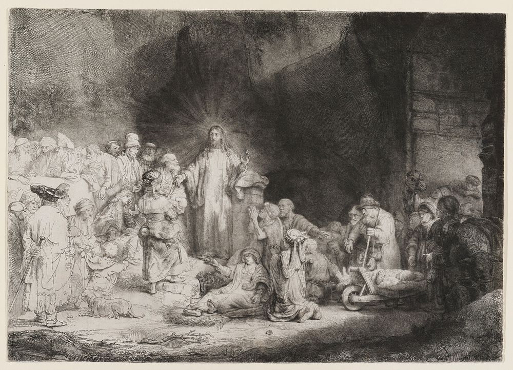 Rembrandt van Rijn's Christ Preaching ("The Hundred Guilder Print"). Original from the Minneapolis Institute of Art.