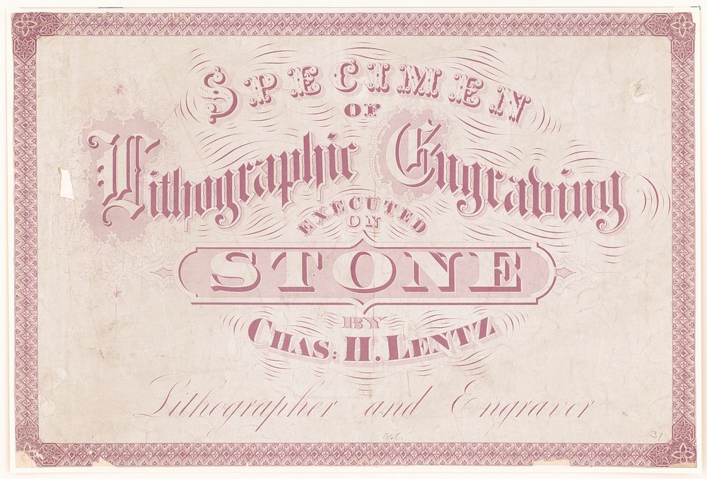 Specimen of lithographic engraving executed on stone. Original from the Library of Congress.