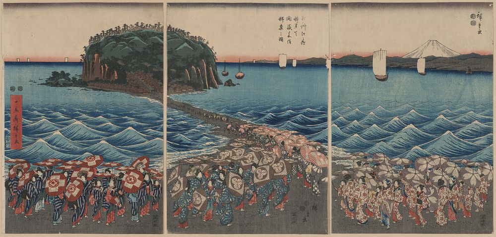 Sōshū enoshima benzaiten kaicyō sankei gunshū no zu. Original from the Library of Congress.