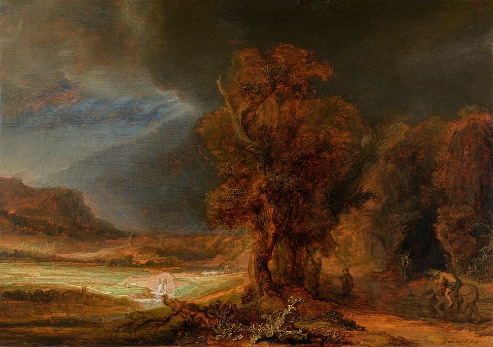 Rembrandt van Rijn's Landscape with the Good Samaritan (1638)