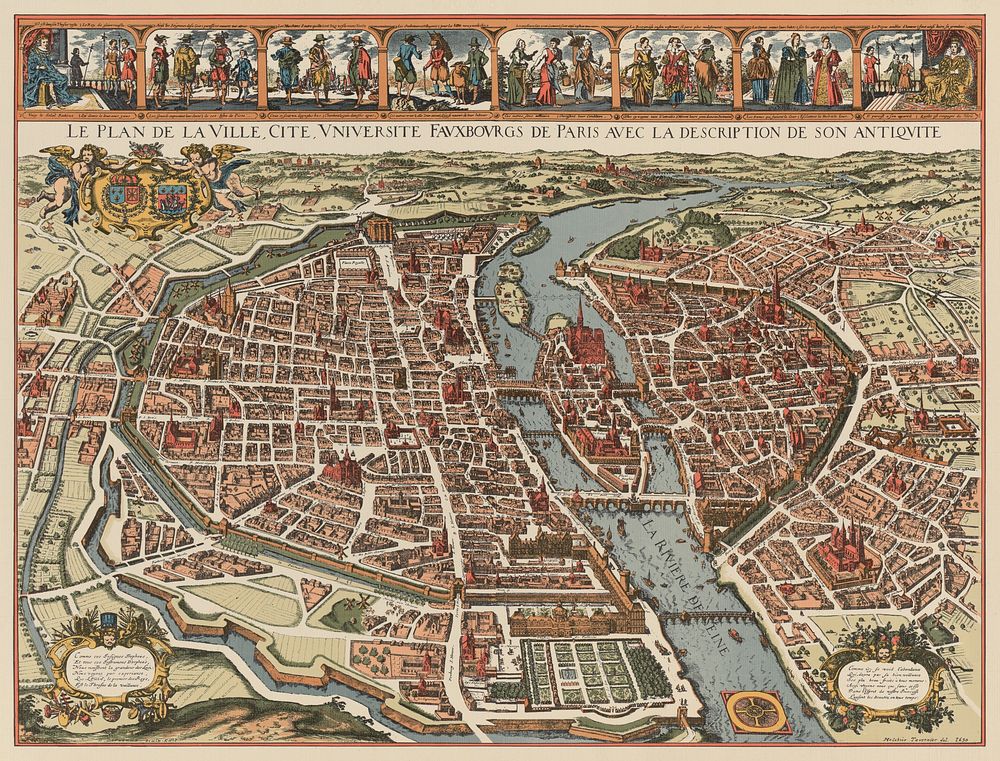 Merian map of Paris.