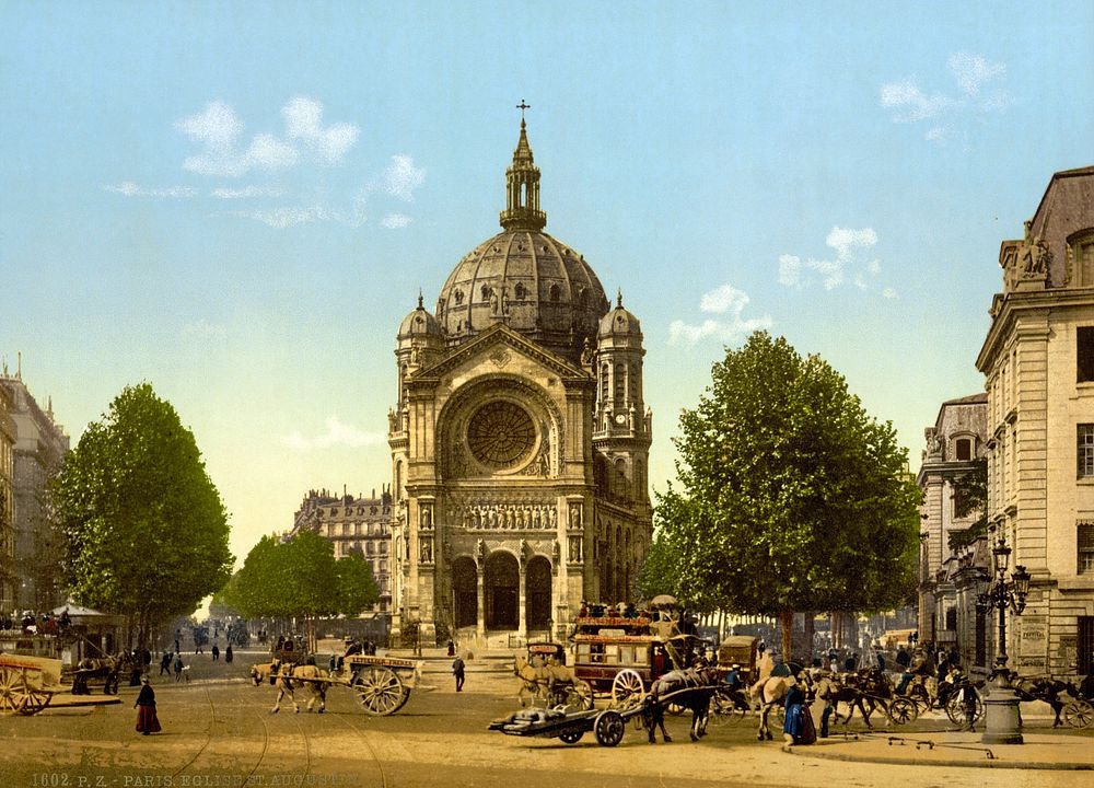 St. Augustine Church, Paris, France (Église Saint-Augustin de Paris). 1 photomechanical print : photochrom, color.
