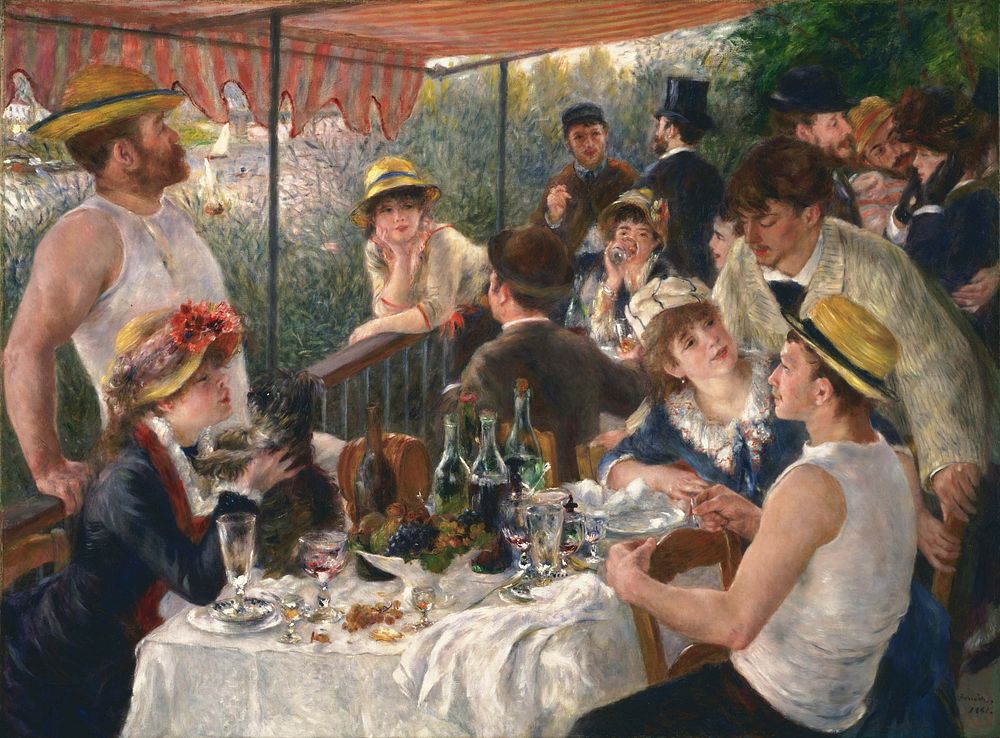 Luncheon of the Boating Party (1880-1881) famous painting. Original public domain image from Wikimedia Commons. Digitally…