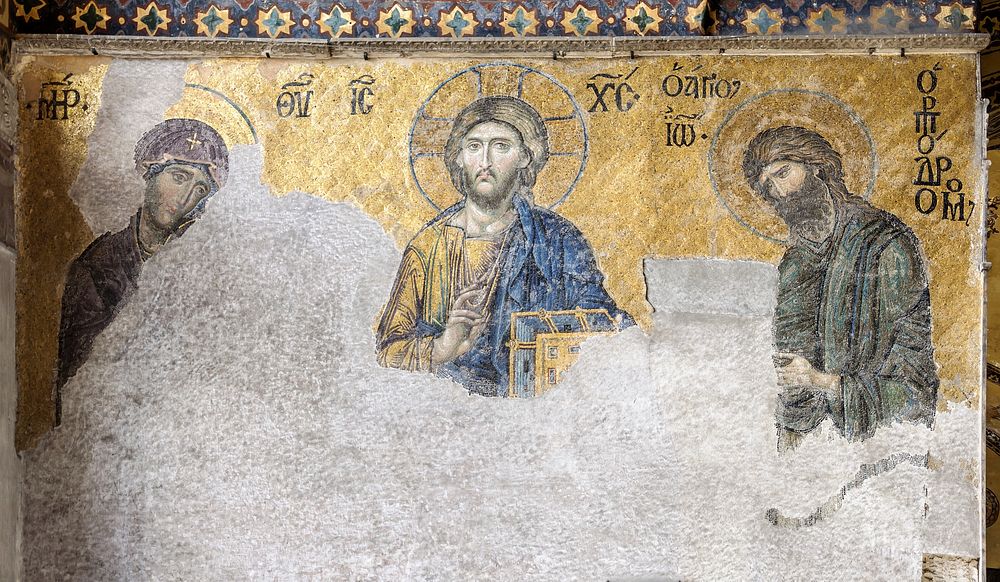 Deesis mosaic (13th-century) in Hagia Sophia (Istanbul, Turkey)